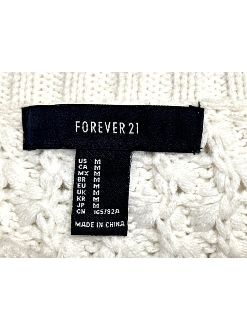 Forever 21 Size Medium White Waffle Knit Crop Top Casual Lounge Wear Cozy Vibe - Picture 5 of 9
